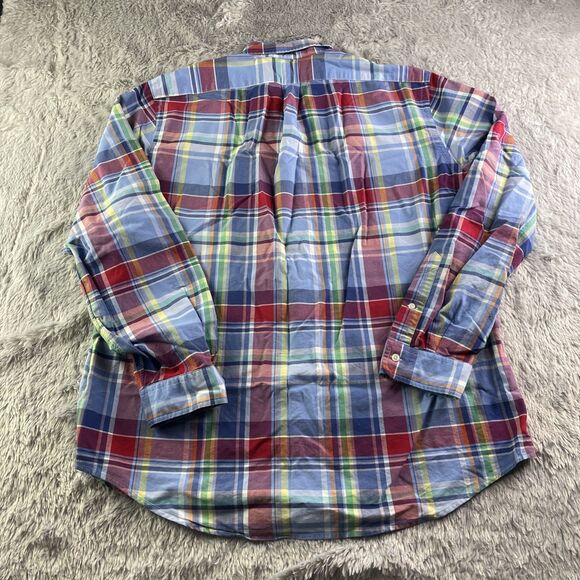 Ralph Lauren Button Shirt Mens Extra Large Blue Red Yellow Green Rainbow Plaid - Picture 5 of 7